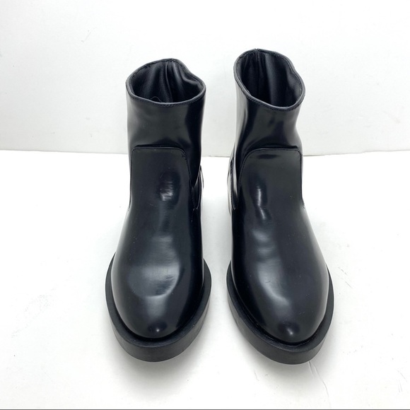 Zara Vegan Leather Moto Platform Ankles Boots BK - Picture 2 of 12